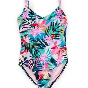 Raisins Big Girls 7-16 Tropical‎ Floral Printed One-Piece Swimsuit Size 10 NWT